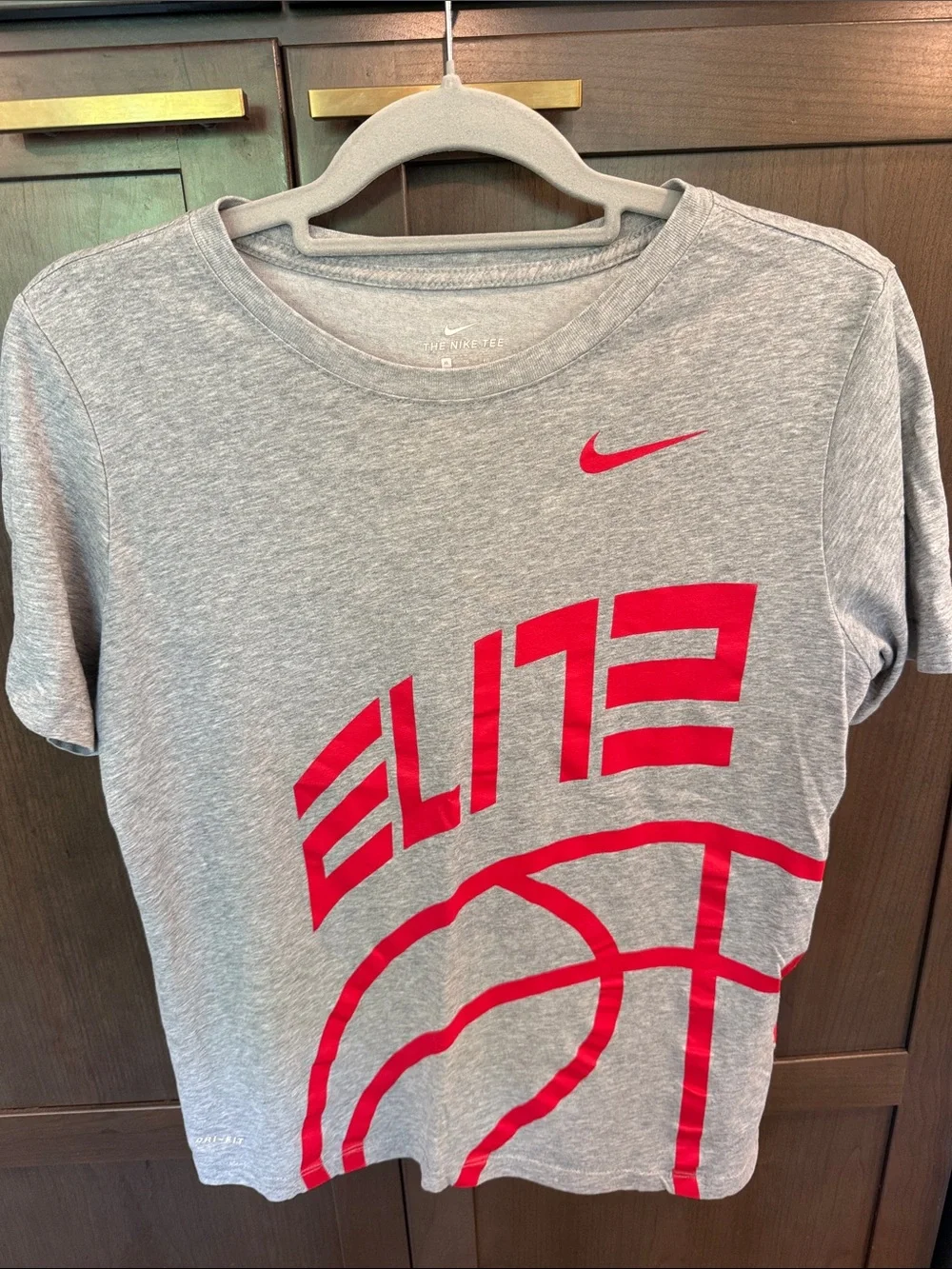 Nike Grey Tee with Red Basketball Graphic